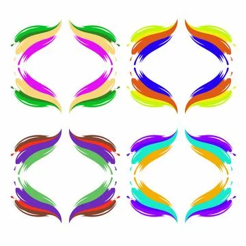 Vector set of brush strokes in the abstract form. Stock Illustration