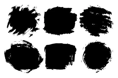 Vector Set of brush strokes Black color on white background. Hand painted grange Stock Illustration