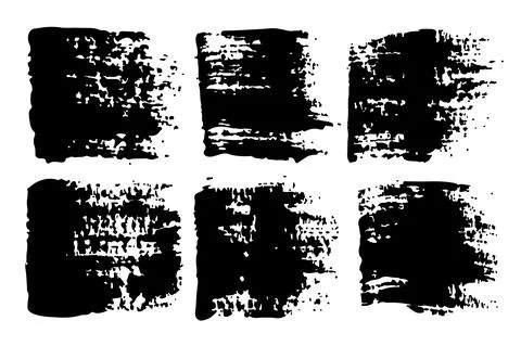 Vector Set of brush strokes Black color on white background. Hand painted grange Stock Illustration