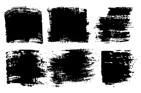 Vector Set of brush strokes Black color on white background. Hand painted grange Stock Illustration