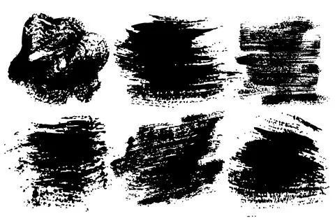 Vector Set of brush strokes Black color on white background. Hand painted grange Stock Illustration