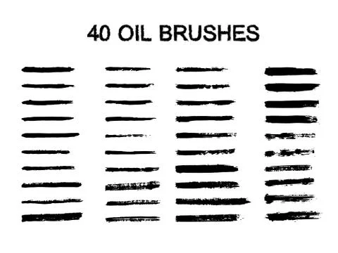Vector set of  brush strokes. Stock Illustration