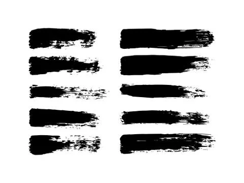 Vector set of  brush strokes. Stock Illustration