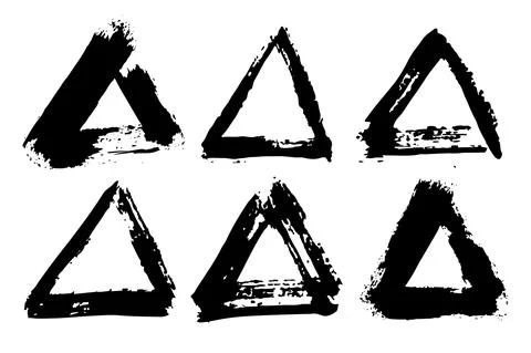 Vector Set Brush Triangle Black color on white background. Hand painted grange Stock-Illustration