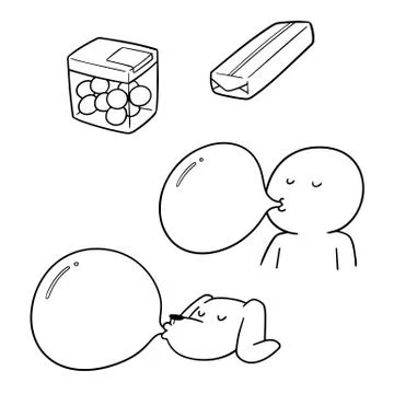 Vector set of bubble gum Stock Illustration