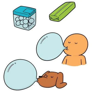Vector set of bubble gum Stock Illustration