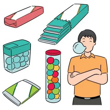 Vector set of bubble gum Stock Illustration