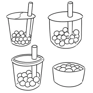 Vector set of bubble milk tea Stock Illustration