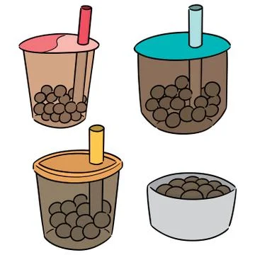 Vector set of bubble milk tea Stock Illustration