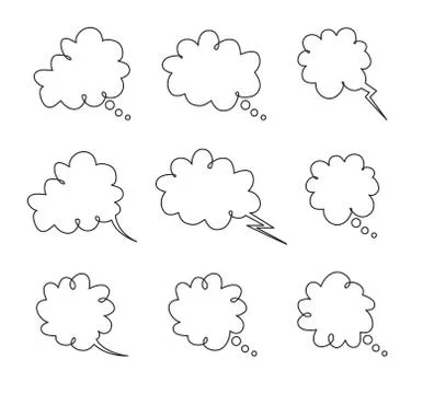 Vector set of bubbles for thinking or speech text Illustrazione stock
