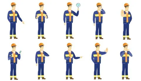 Vector set of builder characters 스톡 일러스트