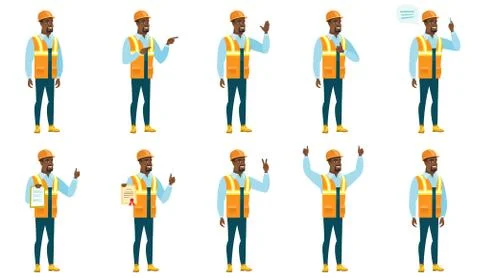 Vector set of builder characters 스톡 일러스트