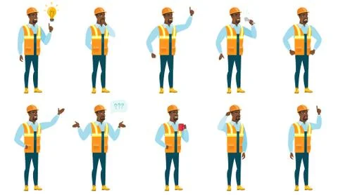 Vector set of builder characters 스톡 일러스트
