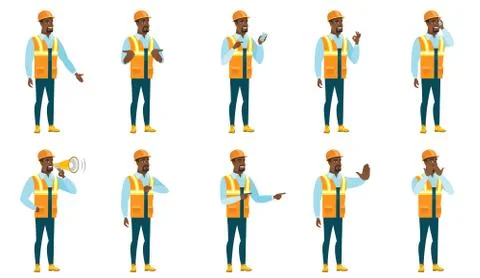 Vector set of builder characters 스톡 일러스트