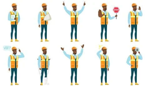 Vector set of builder characters Stock Illustration