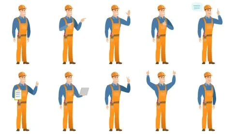 Vector set of builder characters Ilustración de archivo