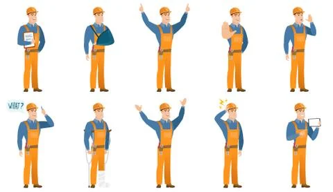 Vector set of builder characters Ilustración de archivo
