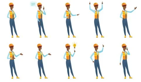 Vector set of builder characters. Stock Illustration