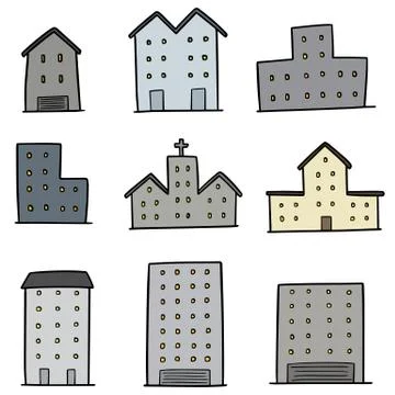 Vector set of building Stock Illustration