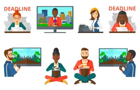 Vector set of business characters and media people Illustrazione stock