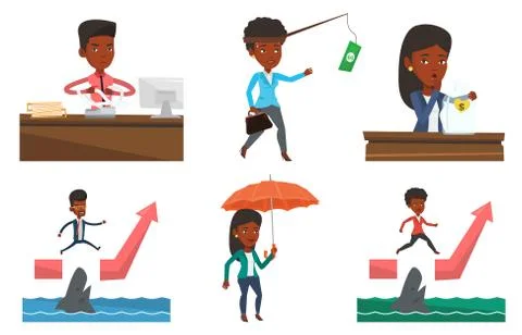 Vector set of business characters Stock Illustration