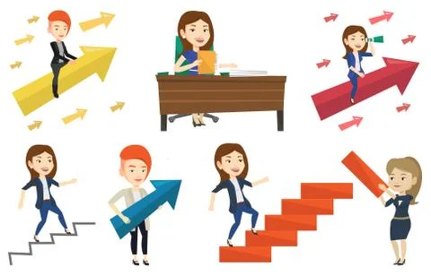 Vector set of business characters Stock Illustration