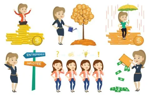 Vector set of business characters Stock Illustration