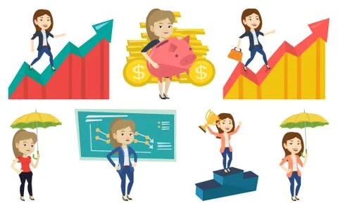 Vector set of business characters Stock Illustration