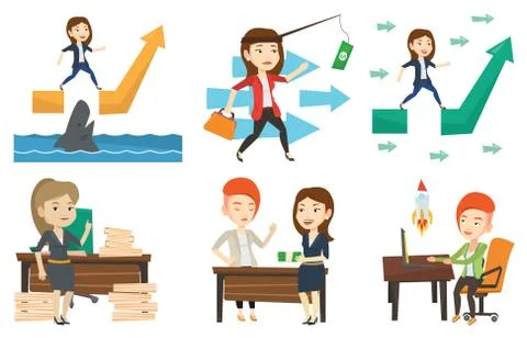Vector set of business characters Stock Illustration