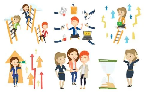 Vector set of business characters Stock Illustration