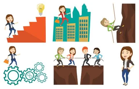 Vector set of business characters Stock Illustration