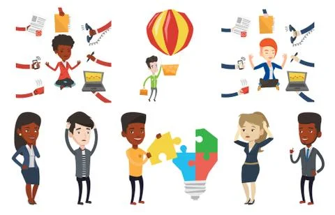 Vector set of business characters. Illustrazione stock