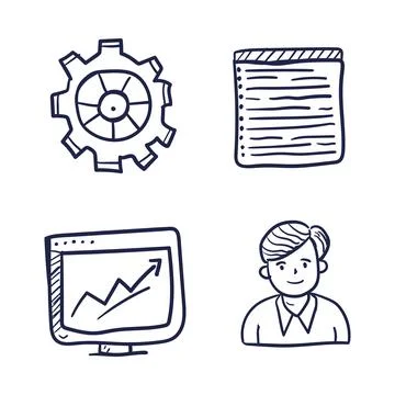 Vector set of business concept doodle icons 스톡 일러스트