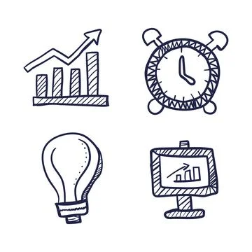 Vector set of business concept doodle icons 스톡 일러스트