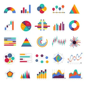 Vector set business graph and chart infographic diagram. Flat design concept. Stock Illustration