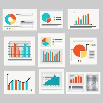 Vector Set of Business Infographic Elements. Graphs and Charts Vector Set Stock Illustration
