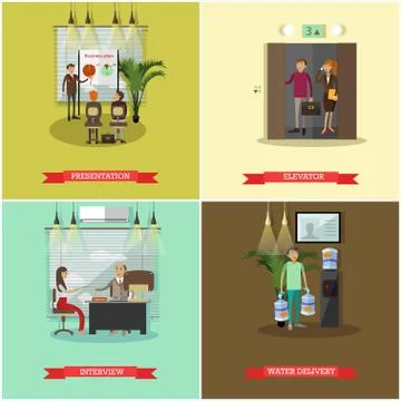 Vector set of business people concept posters, banners Stock Illustration