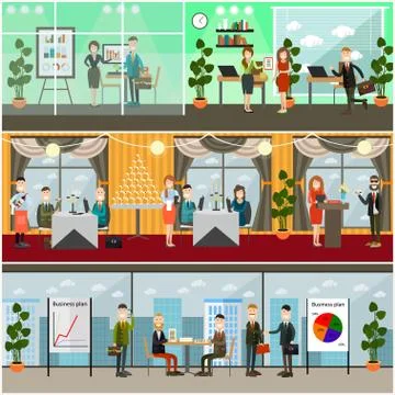 Vector set of business posters, banners in flat style Stock Illustration