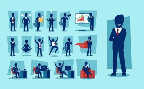 Vector set of businessman character Stock Illustration