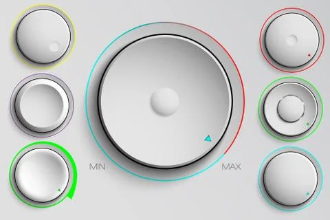 Vector set of buttons, volume control Stock Illustration