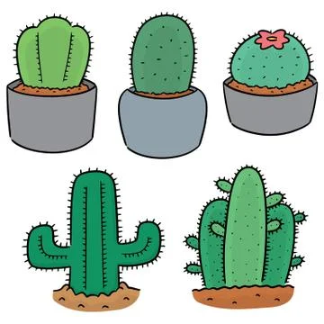Vector set of cactus Stock Illustration