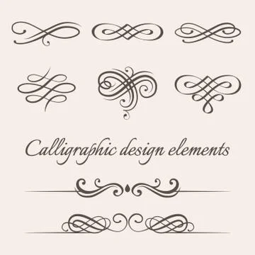 Vector set of calligraphic and page decoration design elements. 스톡 일러스트