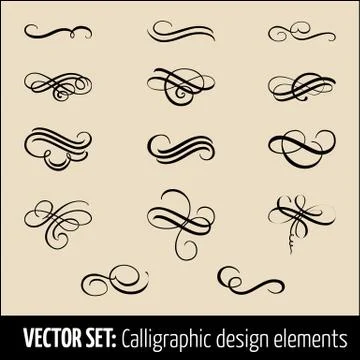 Vector set of calligraphic and page decoration design elements. Elegant eleme Stock Illustration