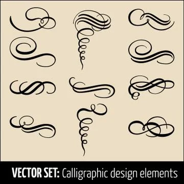 Vector set of calligraphic and page decoration design elements. Elegant eleme Stock Illustration