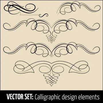 Vector set of calligraphic and page decoration design elements. Elegant eleme イラスト素材