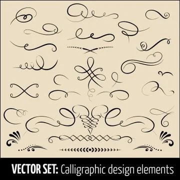 Vector set of calligraphic and page decoration design elements. Elegant eleme Stock Illustration