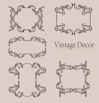 Vector Set of Calligraphic Design Elements and Page Decoration Dividers Stock-Illustration