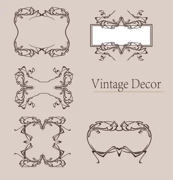 Vector Set of Calligraphic Design Elements and Page Decoration Dividers Stock Illustration
