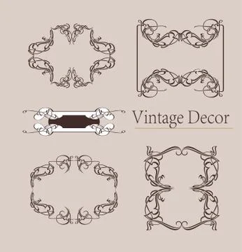 Vector Set of Calligraphic Design Elements and Page Decoration Dividers Stock Illustration