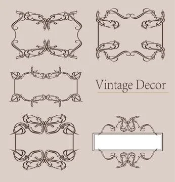 Vector Set of Calligraphic Design Elements and Page Decoration Dividers Illustrazione stock